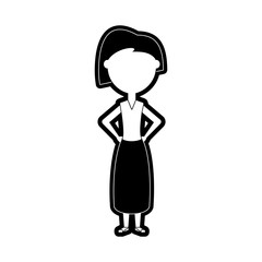 flat line monochromatic teacher  woman over white background  vector illustration