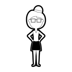 flat line monochromatic teacher  woman over white background  vector illustration
