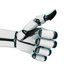 3D rendering robotic hand on a white background