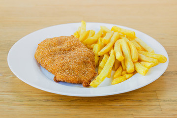 Vienna schnitzel  deep fried with french fries