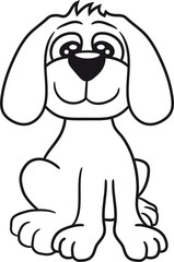 welpe sitzen klein kind warten gehorsam lustig hund süß niedlich haustier comic cartoon