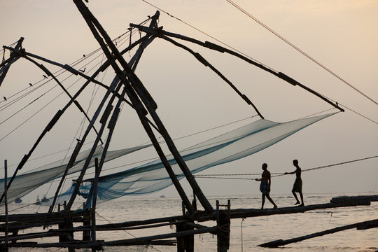 Fishing nets in Kerala. Southern India