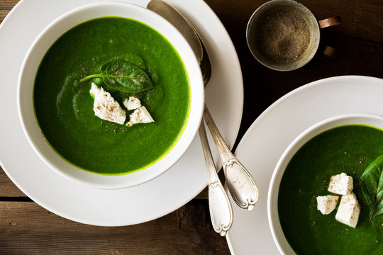 Food: spinach and broccoli soup