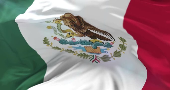 Mexican flag waving at wind, loop