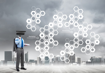 Concept of security and privacy protection with camera headed man