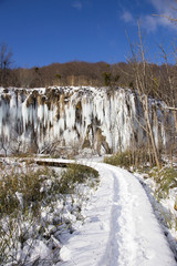 Winter in Plitvice lakes, national park in Croatia