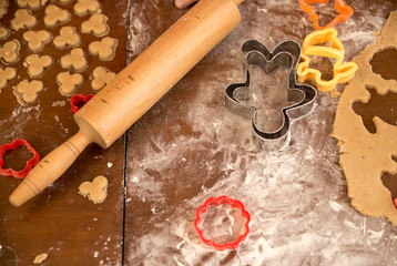 Prepared the dough for the gingerbread on the baking sheet