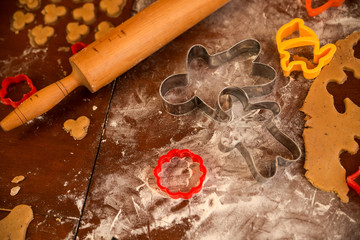 Prepared the dough for the gingerbread on the baking sheet