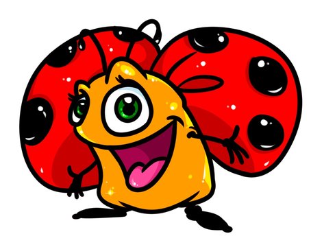 Merry ladybug insect cartoon illustration isolated image