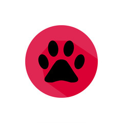 Dog paw, pets icon long shadow vector