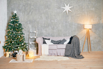 Christmas interior room with decoration © Nataliia