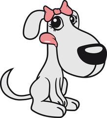 weiblich girl mädchen frau hübsch schön aufgeregt schwanz wackeln freut sich welpe klein kind warten gehorsam lustig hund süß niedlich haustier comic cartoon