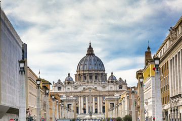 Fototapeta na wymiar Street View Saint Peter's Basilica Vatican Rome Italy