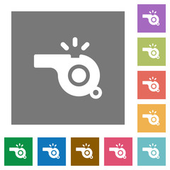 Whistle square flat icons