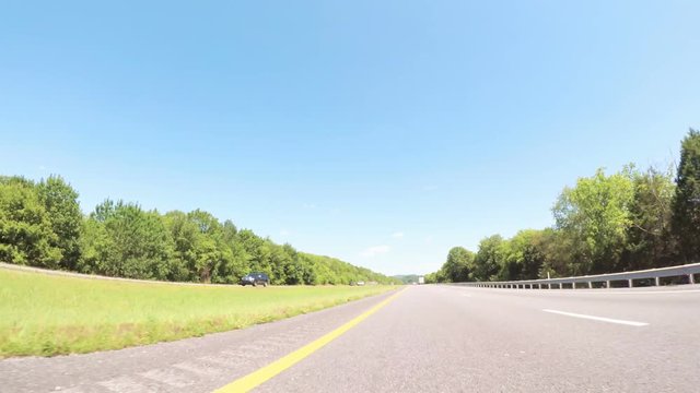 POV point of view - Driving East on Interstate Highway 40 through Appalachian Mountains