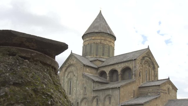 Svetitskhoveli Cathedral is surrounded by defensive wall from stone and brick. Mtskheta, Georgia