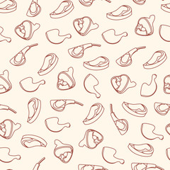 Vector seamless pattern with meat
