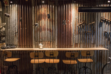 Rusty wall at the bar