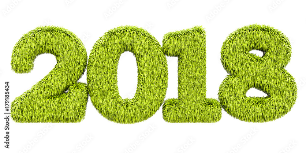 Poster 2018 from grass, 3d rendering