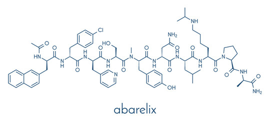 Abarelix drug molecule (gonadotropin-releasing hormone, GnRH antagonist). Skeletal formula.