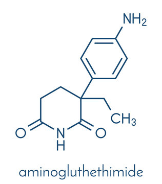 Aminoglutethimide anti-steroid drug molecule. Used in treatment of Cushing's syndrome and breast cancer but also by body builders. Skeletal formula.