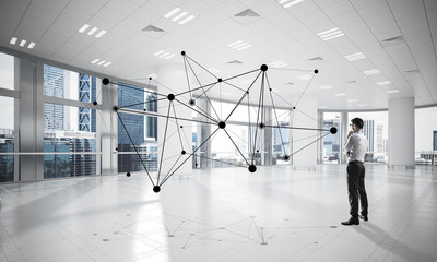 Networking and social communication concept as effective point f