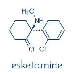 Esketamine antidepressant and anesthetic drug molecule. Skeletal formula.