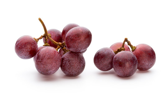 Ripe Red Grape Isolated On White.