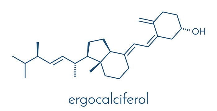 Ergocalciferol (vitamin D2) molecule. Skeletal formula.