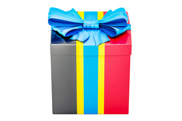 Gift box with flag of Belgium, holiday concept. 3D rendering