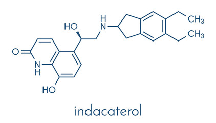 Indacaterol COPD drug molecule. Skeletal formula.