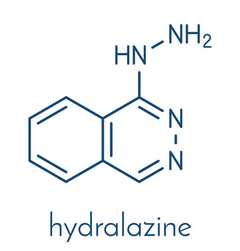 Hydralazine (apresoline) hypertension drug molecule. Skeletal formula.