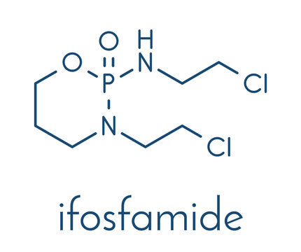 Ifosfamide cancer chemotherapy drug molecule. Skeletal formula.