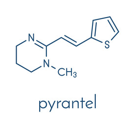 Pyrantel antinematodal drug molecule. Used to threat nematode (roundworm) parasite infections. Skeletal formula.