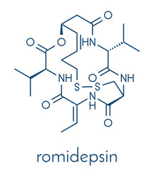 Romidepsin cancer drug molecule (histone deacetylase inhibitor). Skeletal formula.