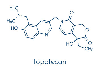 Topotecan cancer drug molecule (topoisomerase I inhibitor). Skeletal formula.