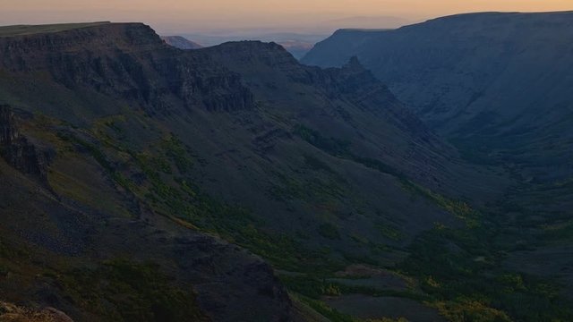 Dawn sunrise reveals Kiger Gorge from Summit of Steens Mountain glacier scoured canyon 2