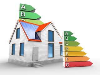 3d modern house with energy rating