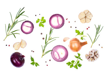 Onions, garlic, rosemary and spices