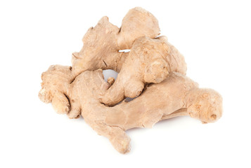 Ginger root isolated on white background. Close up