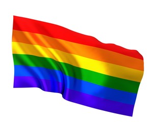 Rainbow flag of LGBT movement. 3d illustration
