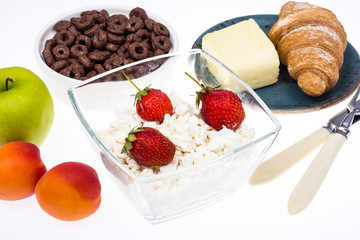 Delicious healthy breakfast with cottage cheese