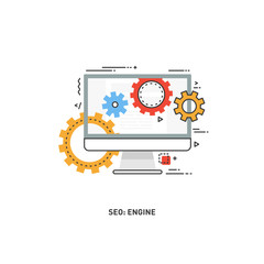 Line design modern vector illustration concept of website analytics information tools. Search Engine Optimization.