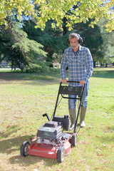 Fototapeta premium mowing the garden