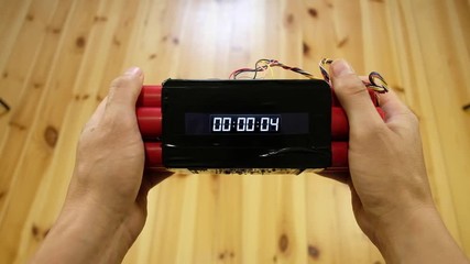 red bomb with digital timer