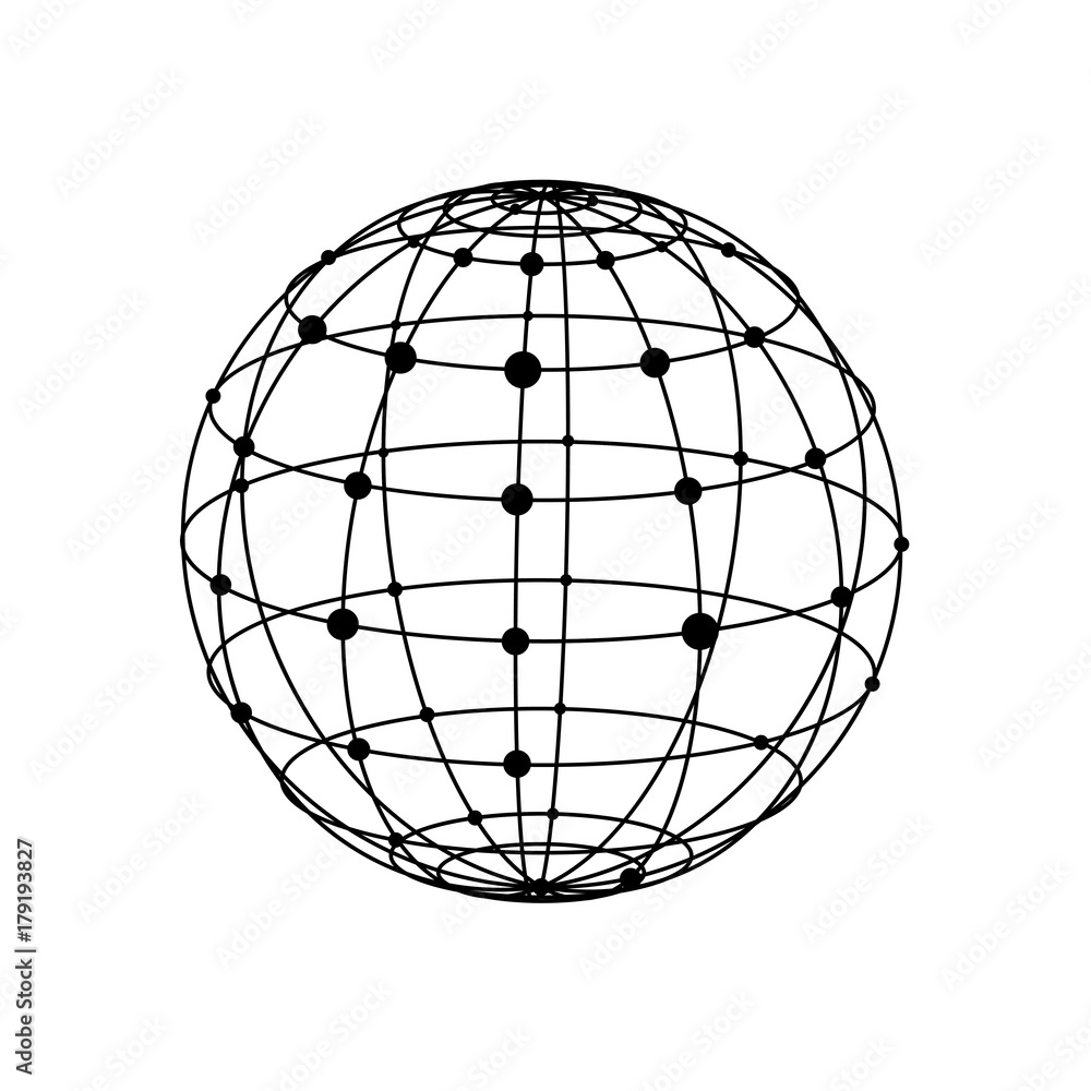Poster wireframe sphere with dots