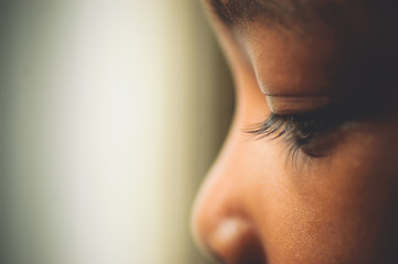 African American gir's eye closeup