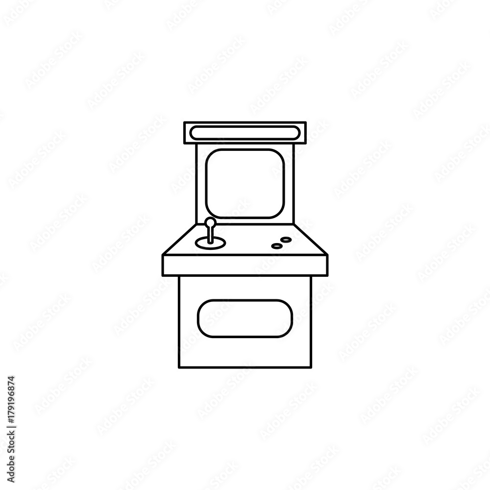 Poster vintage game arcade cabinet icon. simple line games icon. can be used as web element, playing design