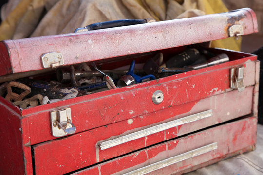 Contractor's red toolbox