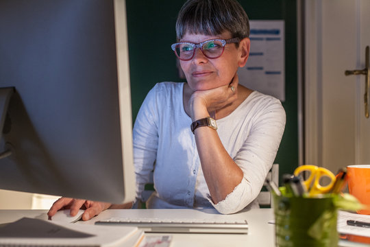 Woman Working on a Computer